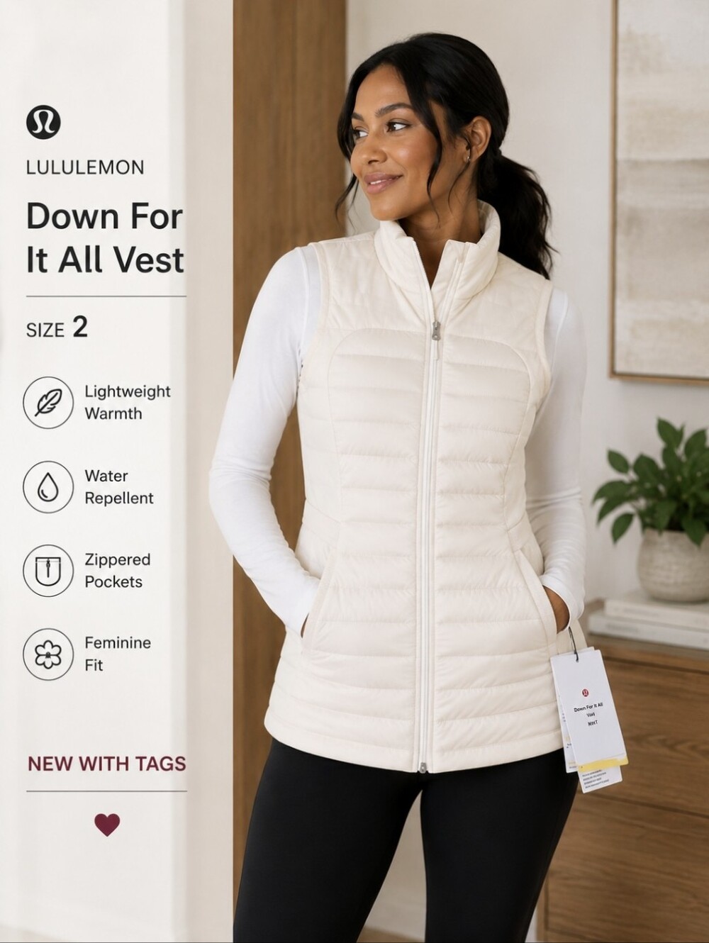 NWT - Lululemon Women's Down For It All Vest - Size 2